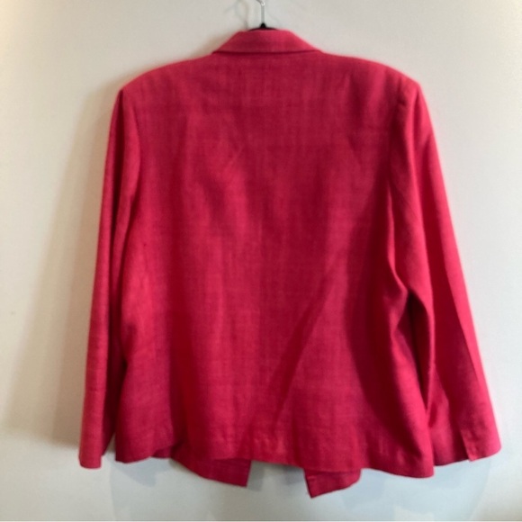 VANESSA STEVENS Sz 14 100% Silk  Lined Shoulder Pads Pockets Slit Blazer Jacket - Picture 7 of 7